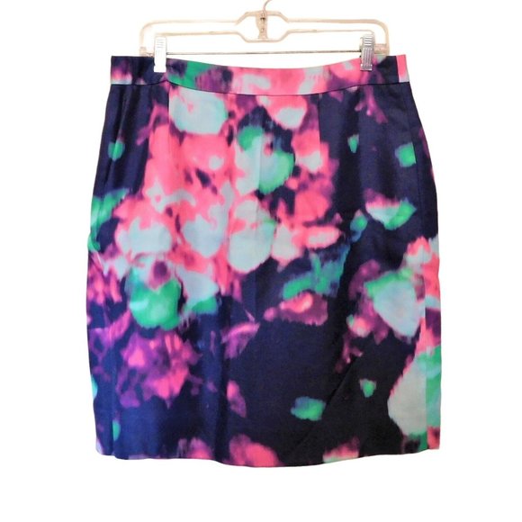 Kate Spade Barry Skirt 12 Multi Color Watercolor Abstract Pencil Straight Lined - Picture 4 of 6